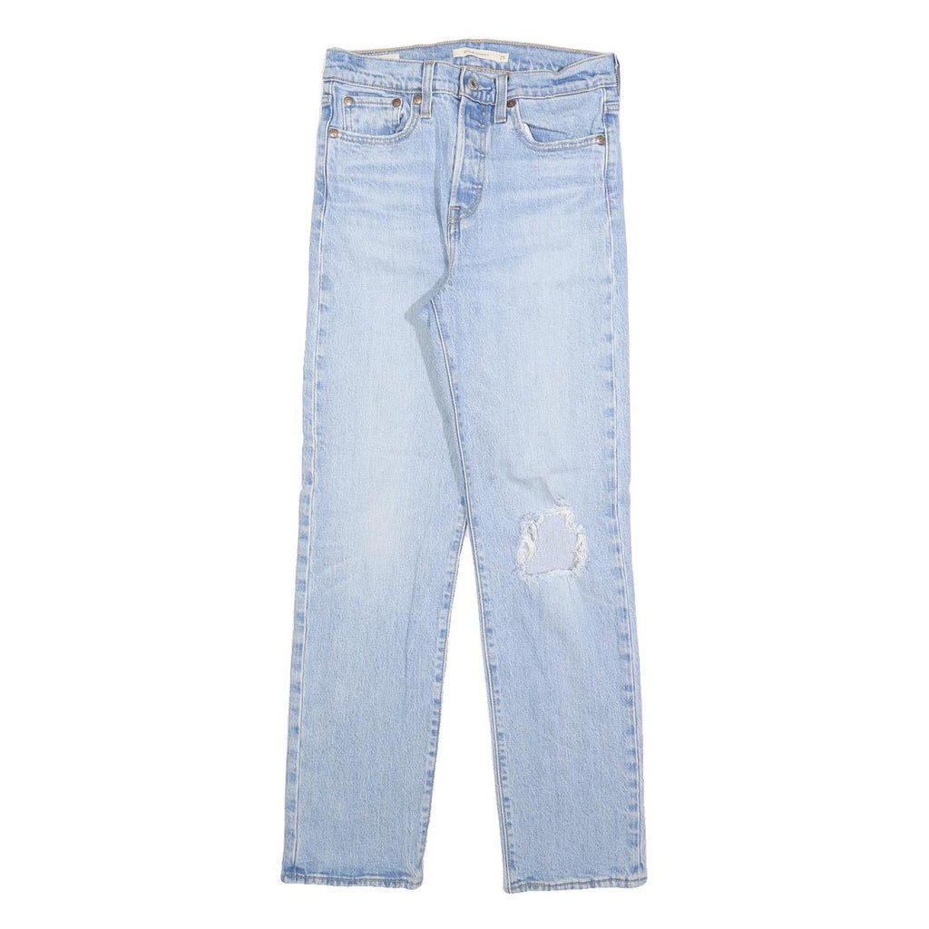 LEVI'S Womens Regular Fit Blue Denim Jeans W25 L28 Distressed Cotton Blend