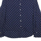 ZARA WOMAN Womens Blue Anchor Print Shirt Long Sleeve Button Neck XS Casual