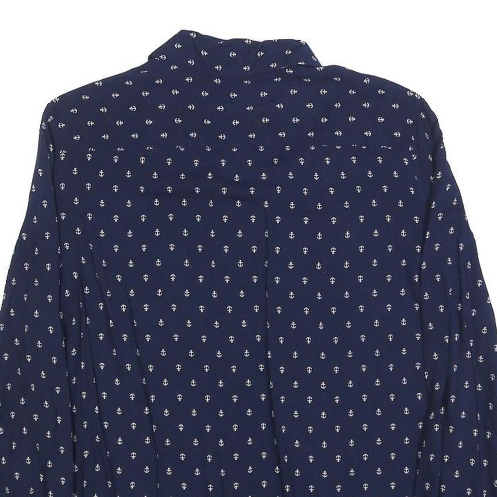 ZARA WOMAN Womens Blue Anchor Print Shirt Long Sleeve Button Neck XS Casual