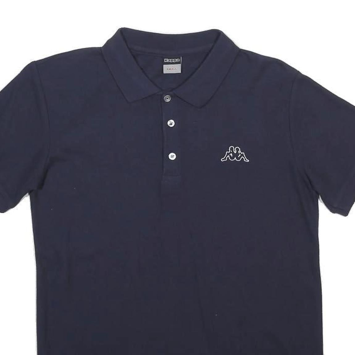 KAPPA Mens Navy Blue Short Sleeve Plain Polo Shirt S Cotton Blend Casual