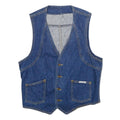 LEE COOPER Womens Blue Denim Vest M Cotton Button Plain Sleeveless Classic Fit