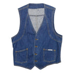 LEE COOPER Womens Blue Denim Vest M Cotton Button Plain Sleeveless Classic Fit