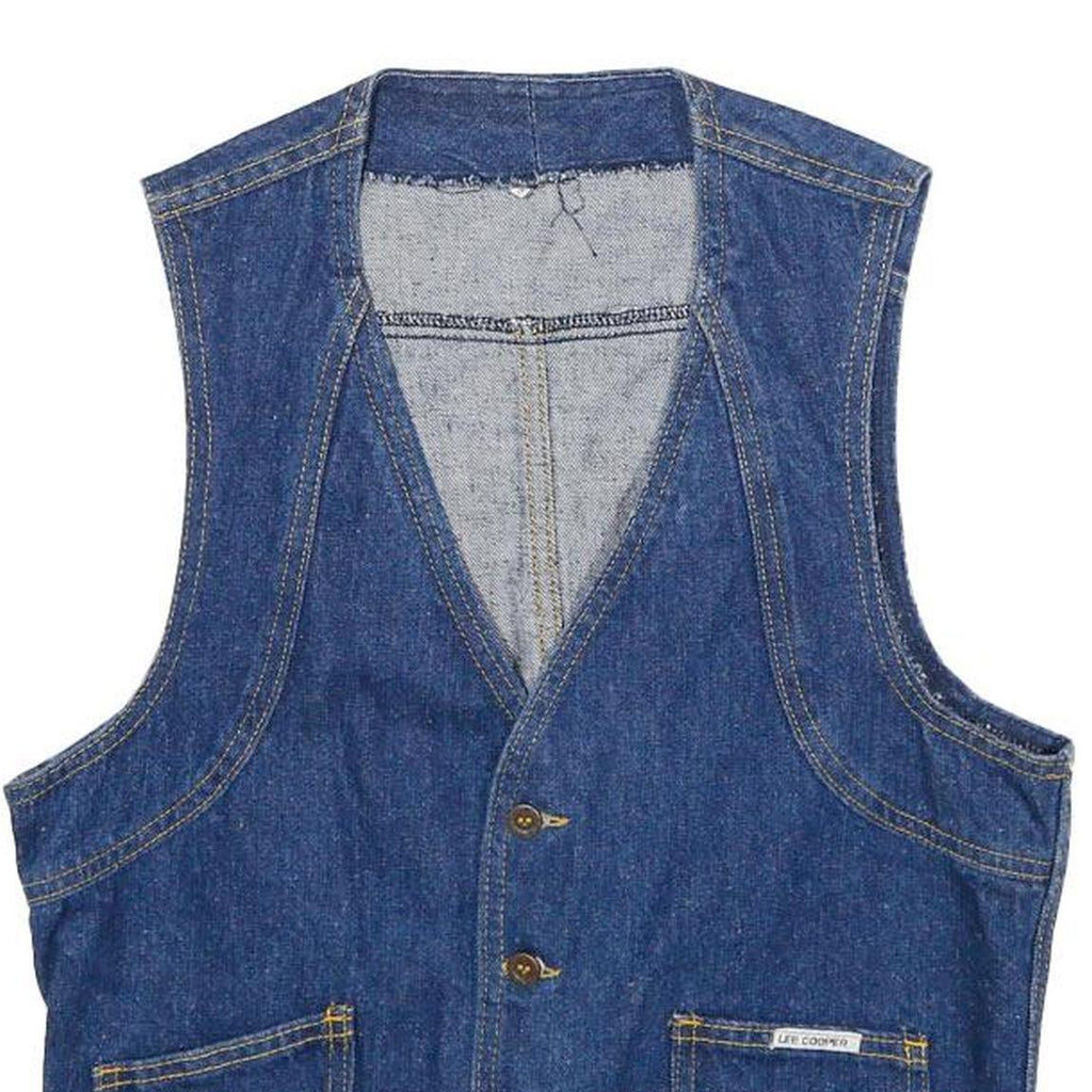LEE COOPER Womens Blue Denim Vest M Cotton Button Plain Sleeveless Classic Fit