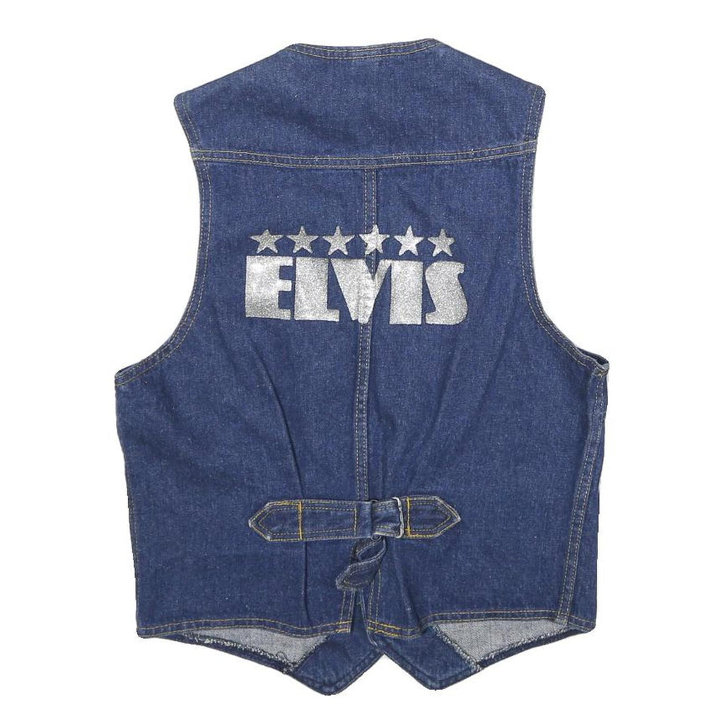 LEE COOPER Womens Blue Denim Vest M Cotton Button Plain Sleeveless Classic Fit