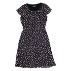 LAURA ASHLEY Womens A-Line Dress Black Floral Short Sleeve Knee Length UK 8
