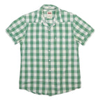LEVI'S Mens Green & White Check Shirt M Casual Cotton Blend Short Sleeve