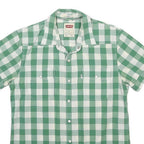 LEVI'S Mens Green & White Check Shirt M Casual Cotton Blend Short Sleeve