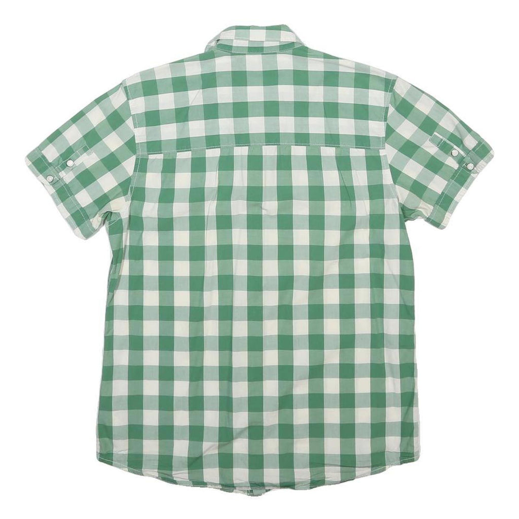 LEVI'S Mens Green & White Check Shirt M Casual Cotton Blend Short Sleeve