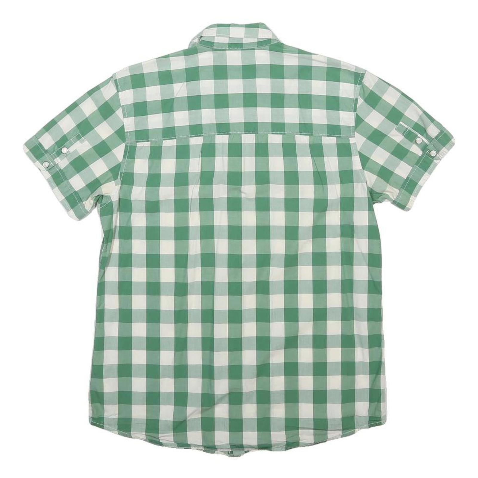 LEVI'S Mens Green & White Check Shirt M Casual Cotton Blend Short Sleeve