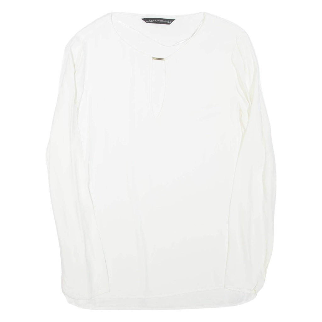 ZARA Womens Top White Long Sleeve Viscose M
