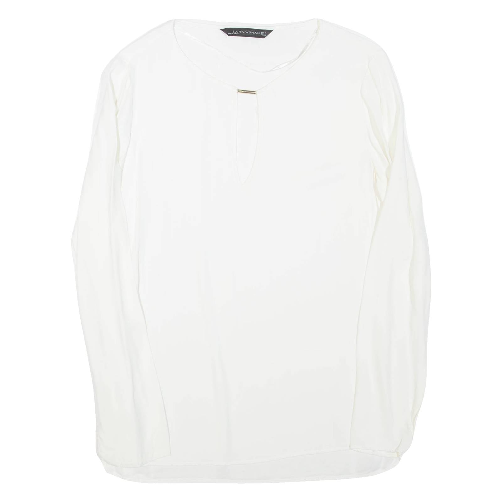 ZARA Womens Top White Long Sleeve Viscose M
