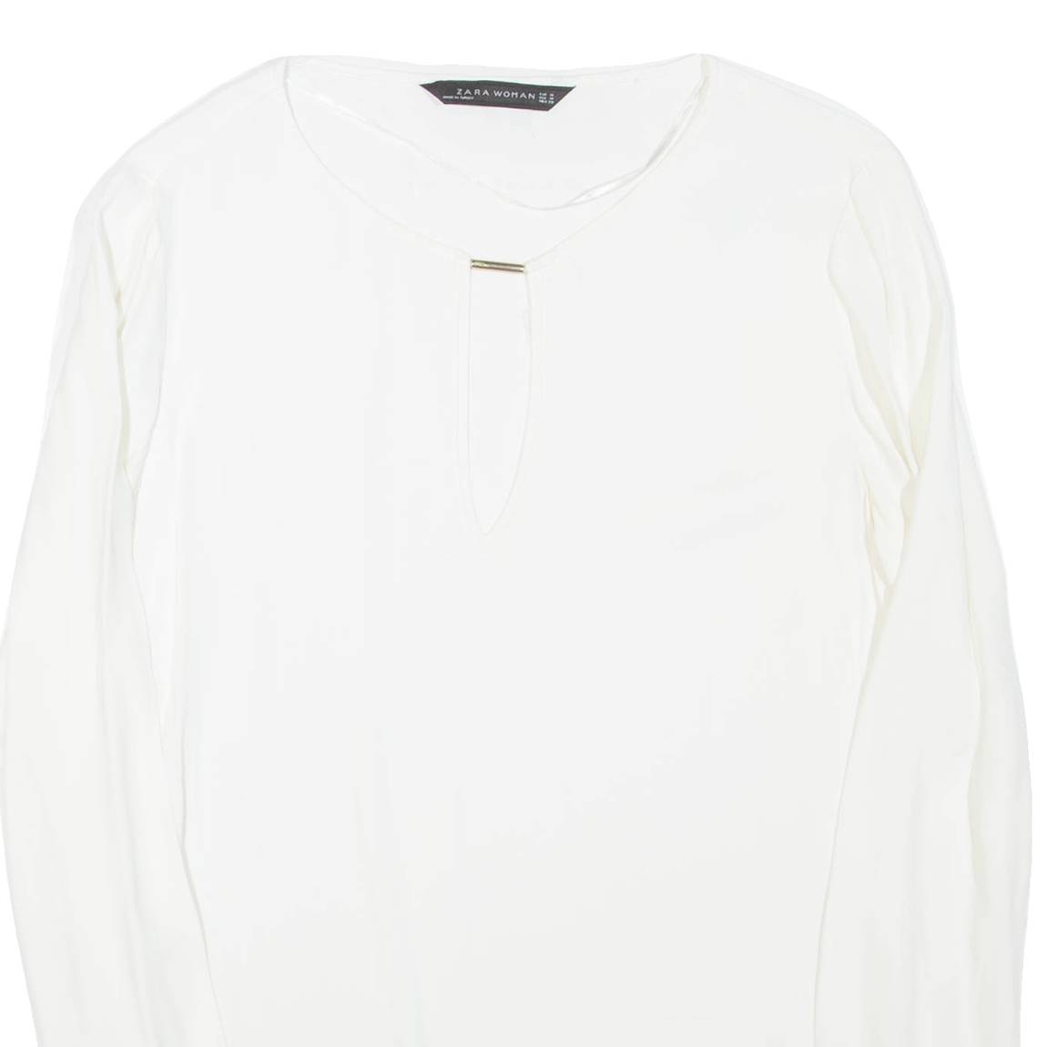 ZARA Womens Top White Long Sleeve Viscose M