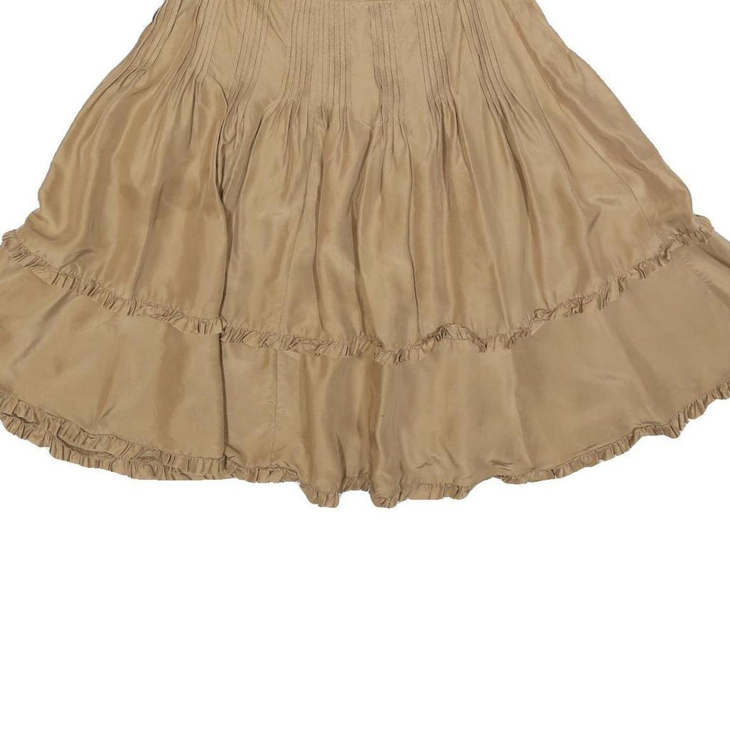 MARLBORO Womens Beige Silk Mini Skirt Pleated Ruffled Casual Size M