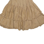 MARLBORO Womens Beige Silk Mini Skirt Pleated Ruffled Casual Size M