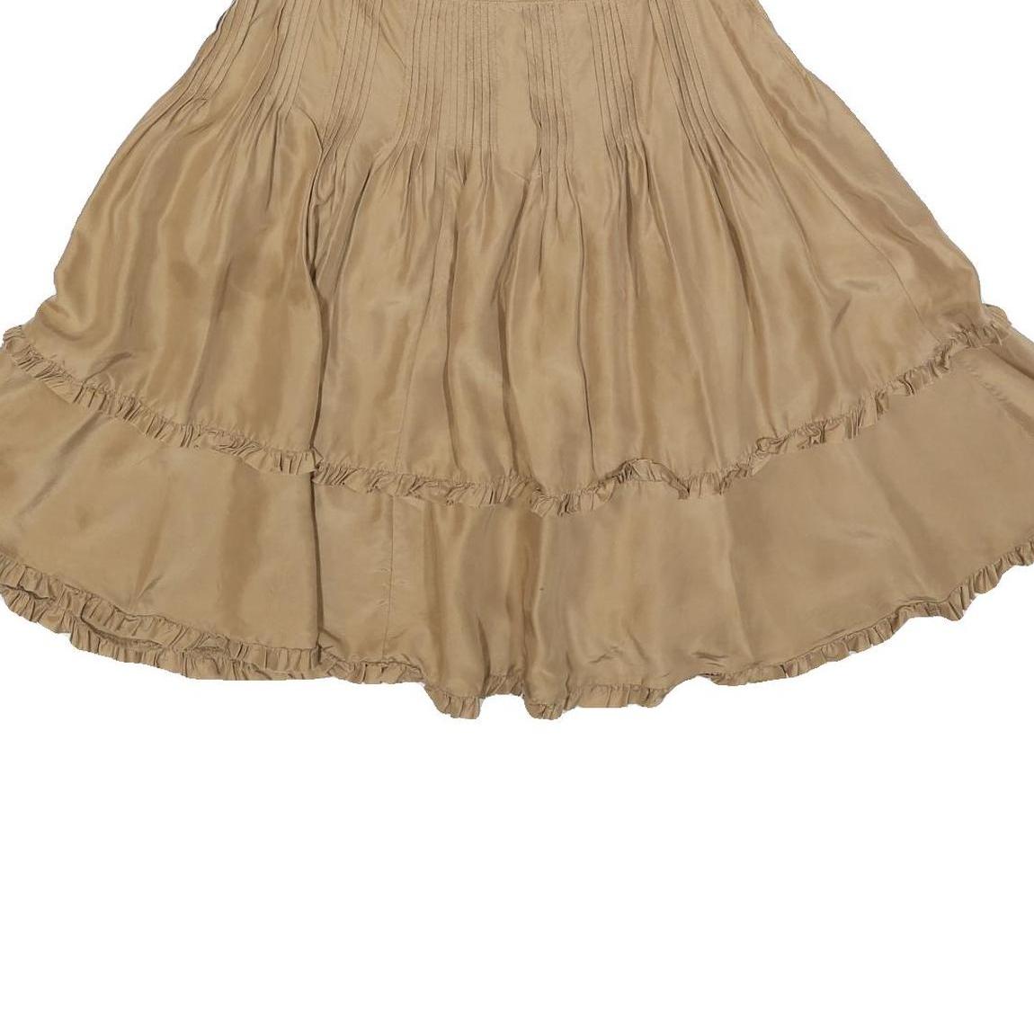 MARLBORO Womens Beige Silk Mini Skirt Pleated Ruffled Casual Size M