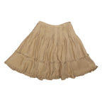 MARLBORO Womens Beige Silk Mini Skirt Pleated Ruffled Casual Size M