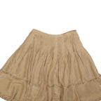 MARLBORO Womens Beige Silk Mini Skirt Pleated Ruffled Casual Size M