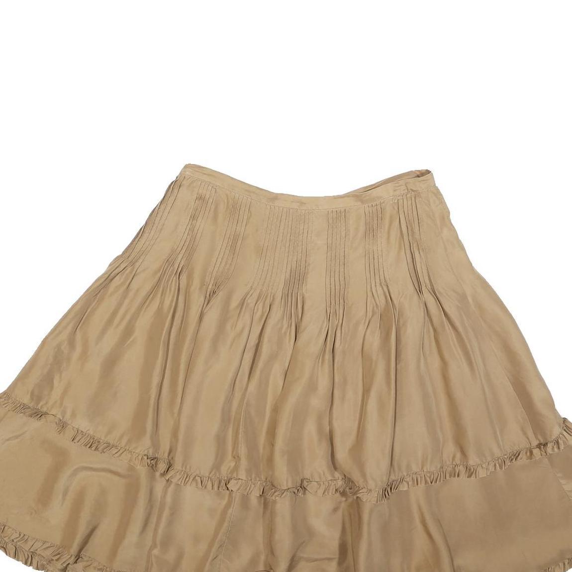 MARLBORO Womens Beige Silk Mini Skirt Pleated Ruffled Casual Size M