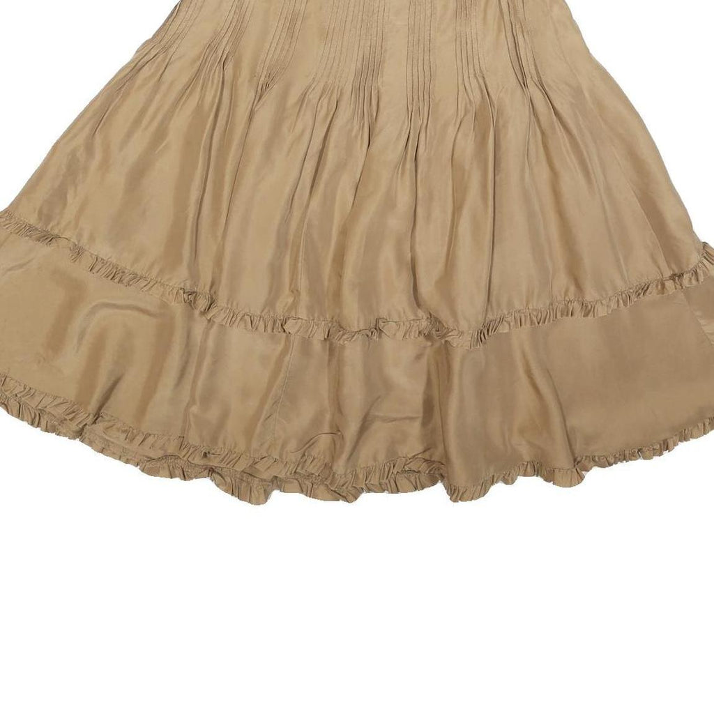 MARLBORO Womens Beige Silk Mini Skirt Pleated Ruffled Casual Size M