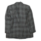 Womens Grey Check Button Jacket M Synthetic Woven Classic Timeless