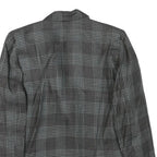 Womens Grey Check Button Jacket M Synthetic Woven Classic Timeless