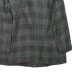 Womens Grey Check Button Jacket M Synthetic Woven Classic Timeless