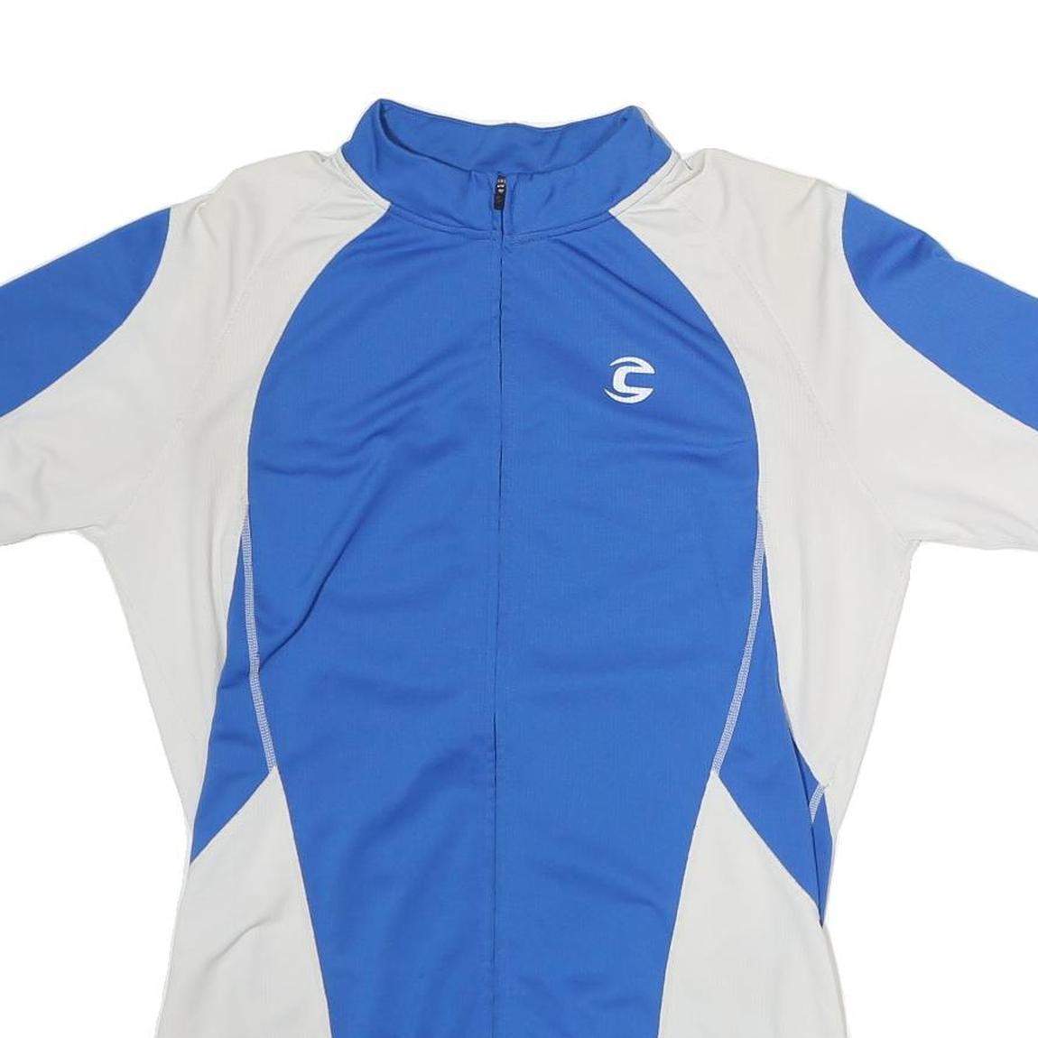 CANNORI Mens Blue & White Modern T-Shirt XL Short Sleeve Round Neck Cycling