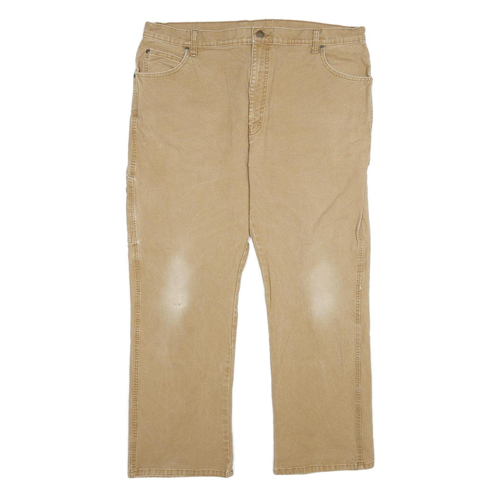 DICKIES Mens Cotton Beige Regular Straight Trousers W40 L30 Workwear Zip