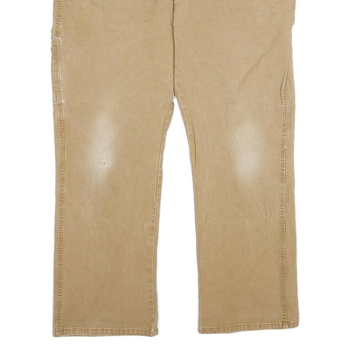 DICKIES Mens Cotton Beige Regular Straight Trousers W40 L30 Workwear Zip