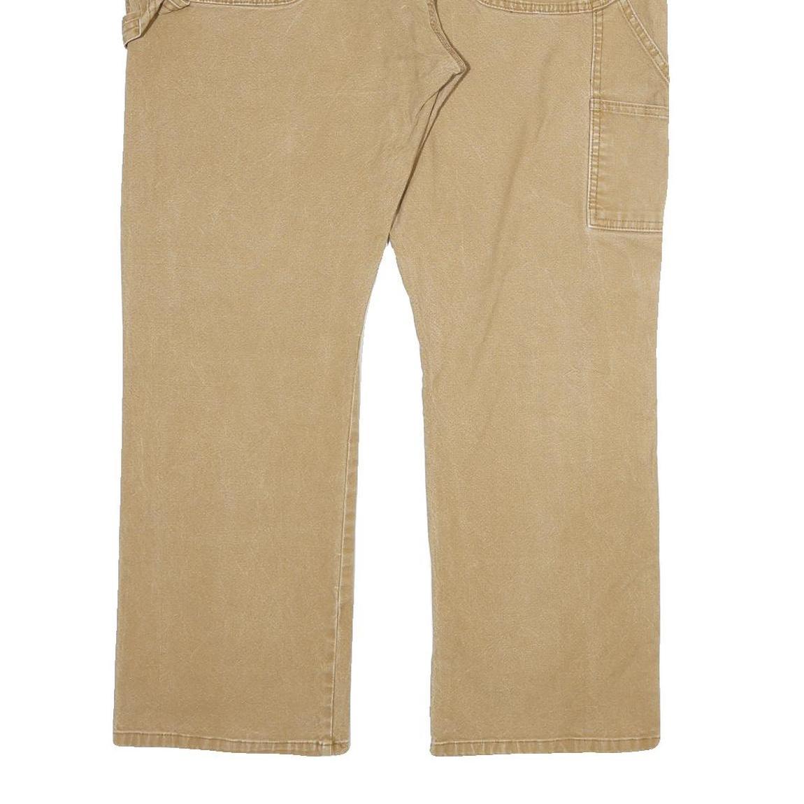 DICKIES Mens Cotton Beige Regular Straight Trousers W40 L30 Workwear Zip
