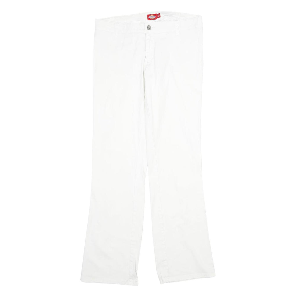 DICKIES Womens Cotton White Regular Fit Straight Leg Trousers W30 L31 Casual