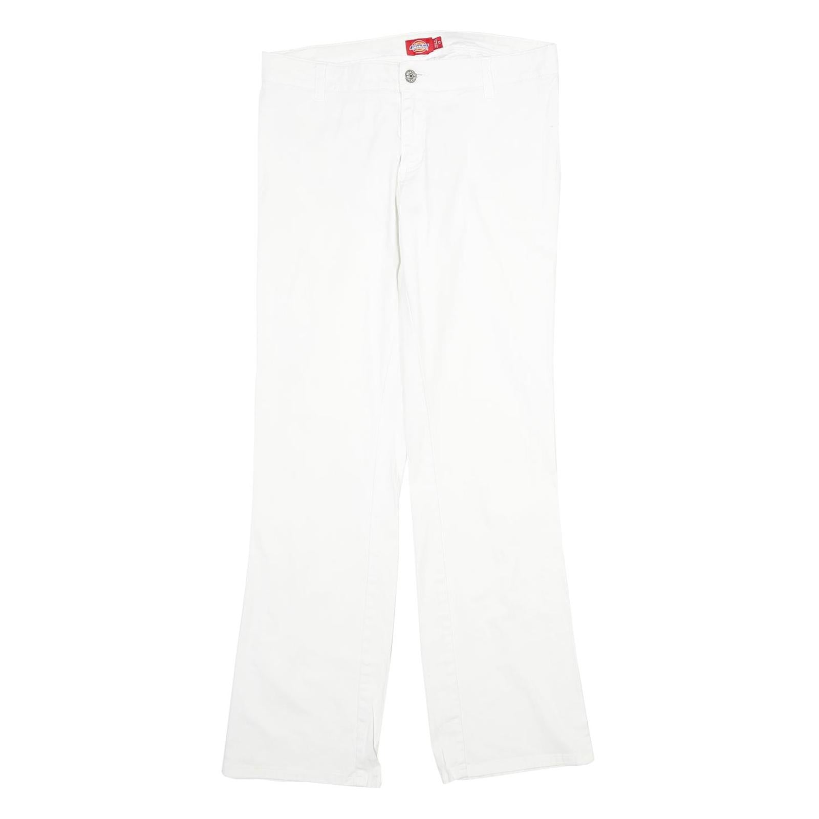 DICKIES Womens Cotton White Regular Fit Straight Leg Trousers W30 L31 Casual