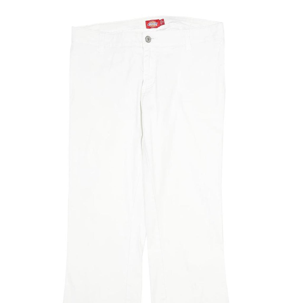 DICKIES Womens Cotton White Regular Fit Straight Leg Trousers W30 L31 Casual
