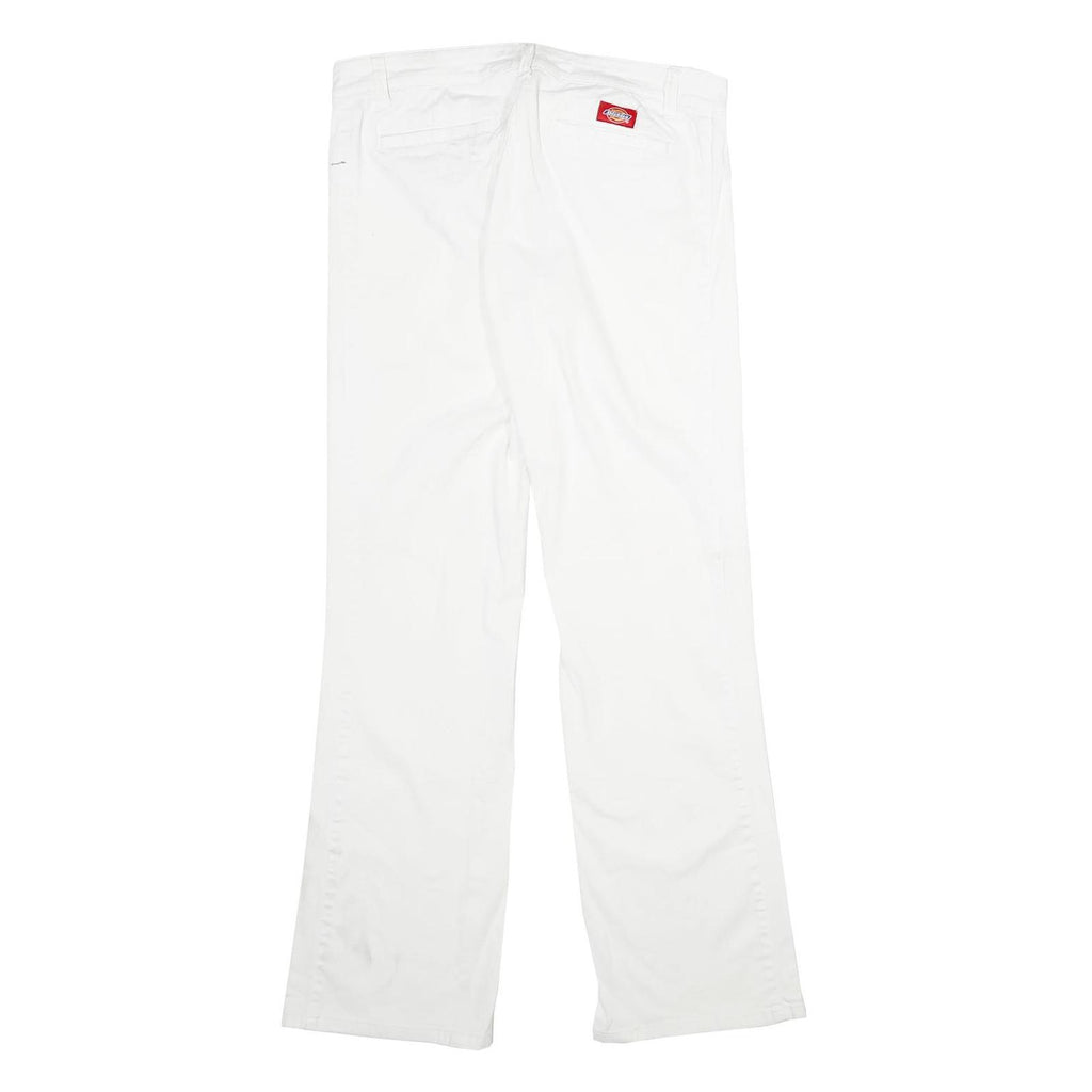 DICKIES Womens Cotton White Regular Fit Straight Leg Trousers W30 L31 Casual