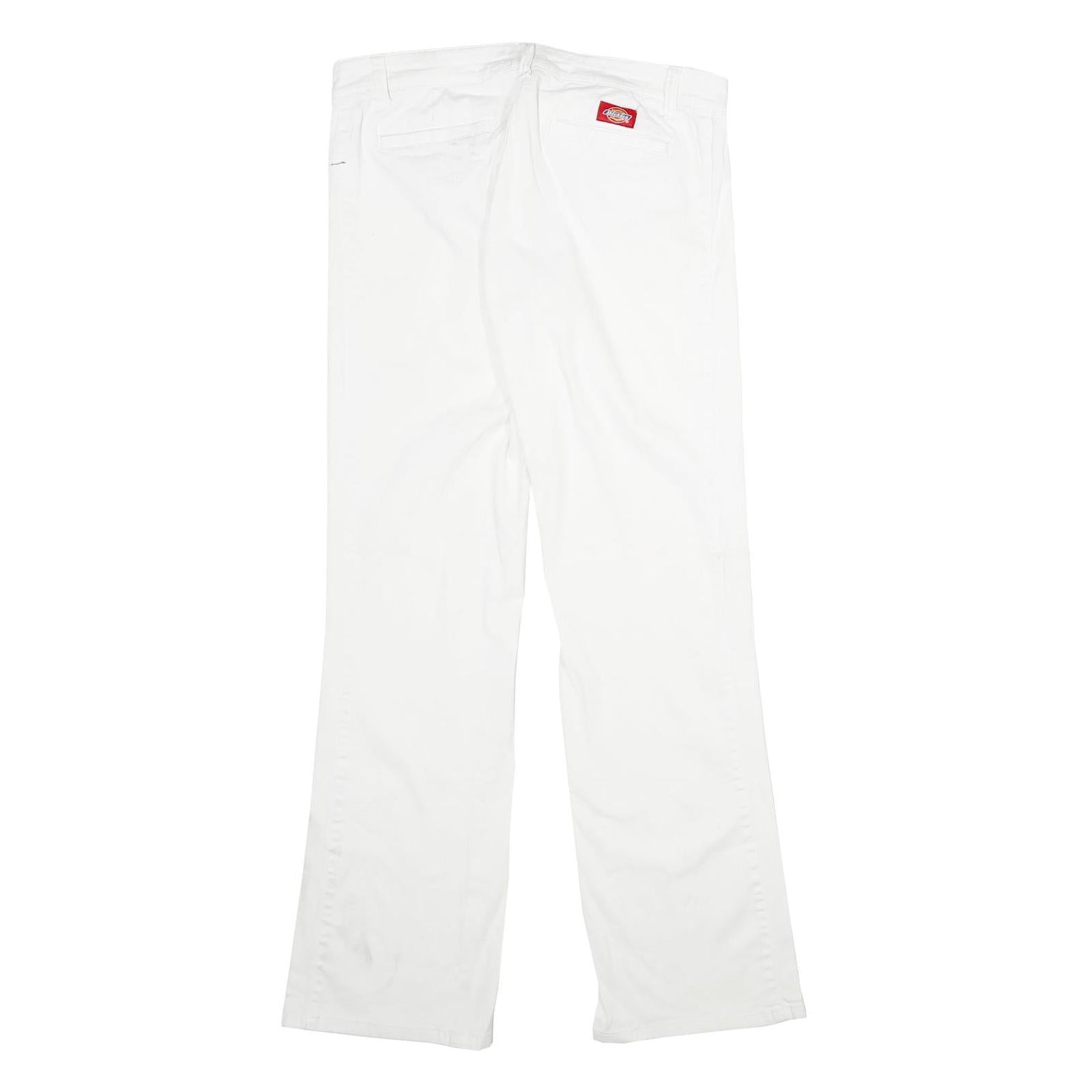 DICKIES Womens Cotton White Regular Fit Straight Leg Trousers W30 L31 Casual