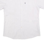 BARBOUR Mens White & Grey Striped Cotton Shirt XL Button Down Collar Short