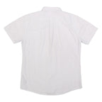 BARBOUR Mens White & Grey Striped Cotton Shirt XL Button Down Collar Short