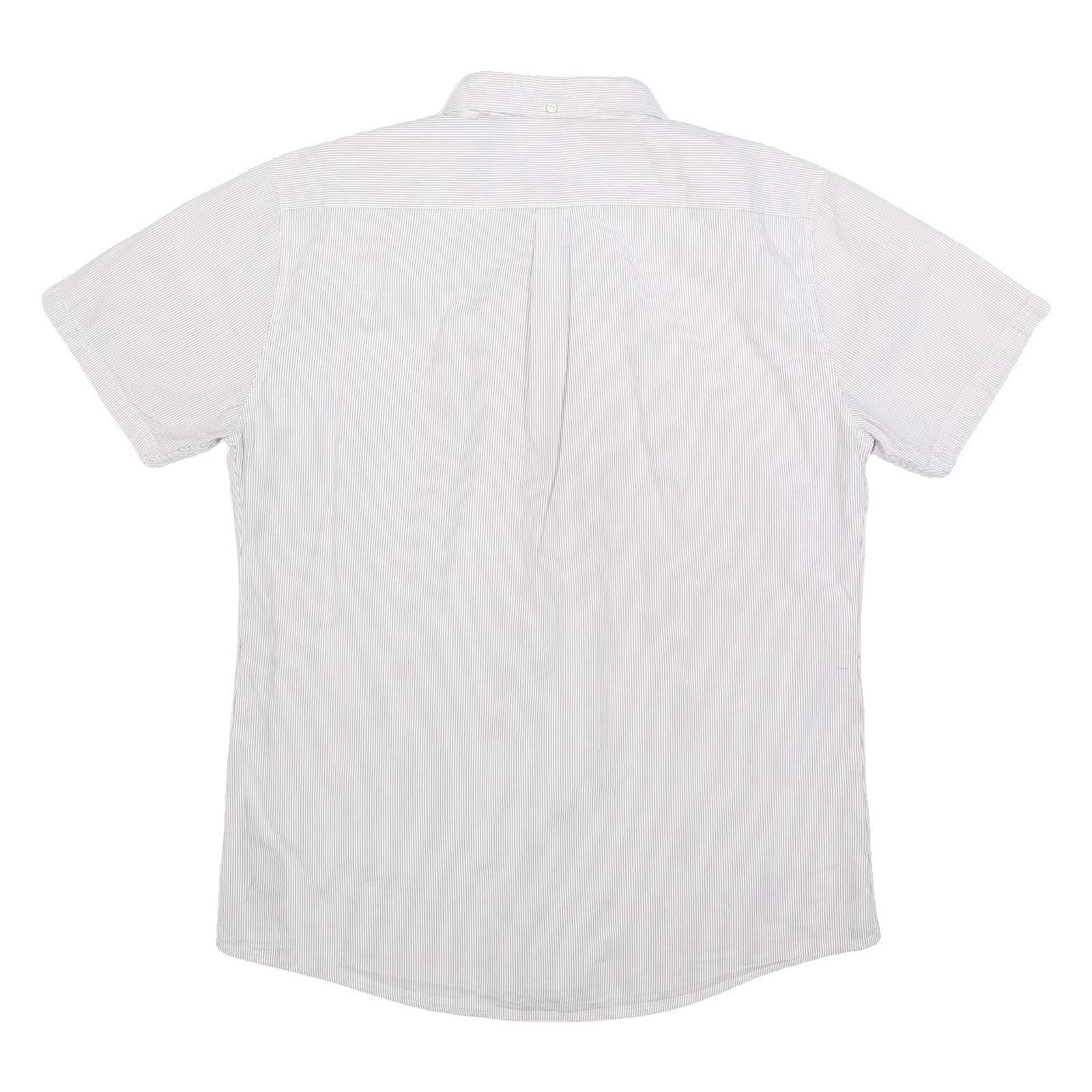 BARBOUR Mens White & Grey Striped Cotton Shirt XL Button Down Collar Short