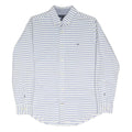 TOMMY HILFIGER Mens White & Blue Stripe Shirt M Classic Button-Down Cotton Blend