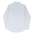 TOMMY HILFIGER Mens White & Blue Stripe Shirt M Classic Button-Down Cotton Blend