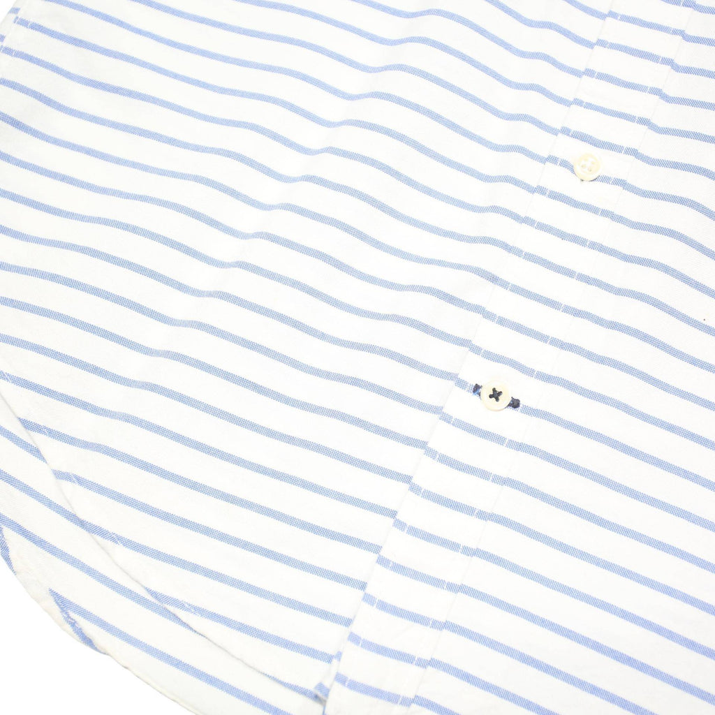 TOMMY HILFIGER Mens White & Blue Stripe Shirt M Classic Button-Down Cotton Blend