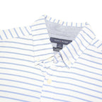 TOMMY HILFIGER Mens White & Blue Stripe Shirt M Classic Button-Down Cotton Blend