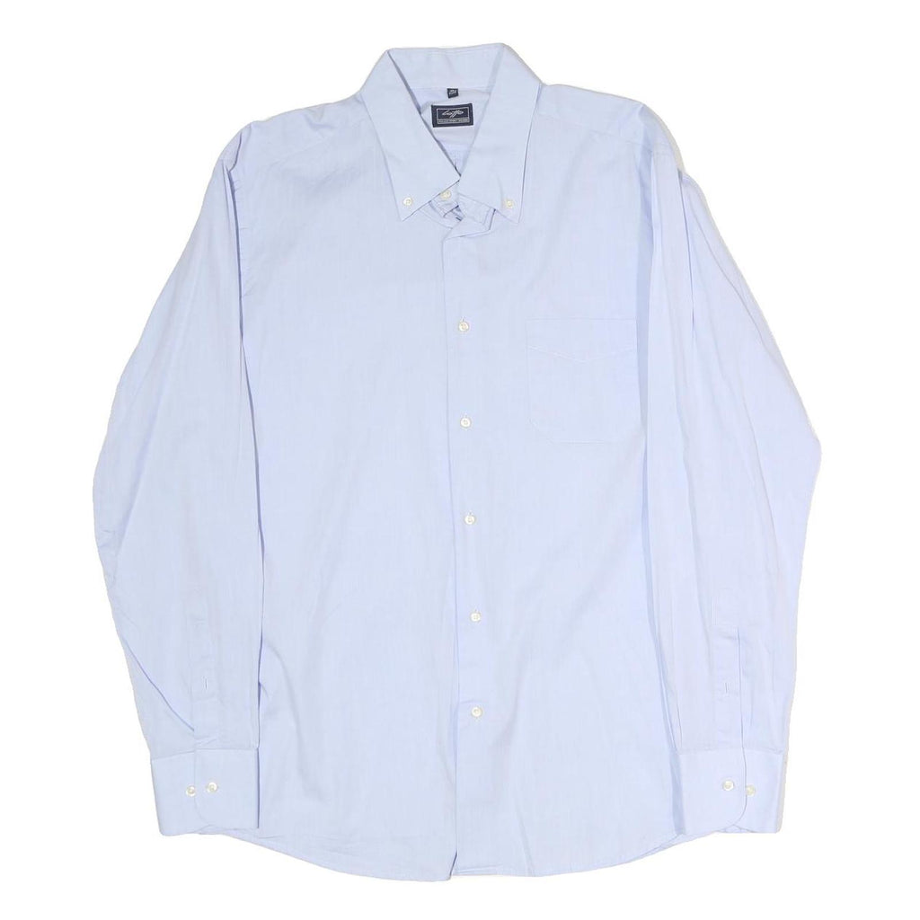 LOTTO Mens Blue Shirt XL Cotton Long Sleeve Button Collar Classic Fit Formal