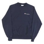 CHAMPION Mens Navy Blue Crew Neck S Cotton Blend Pullover Sweatshirt Logo