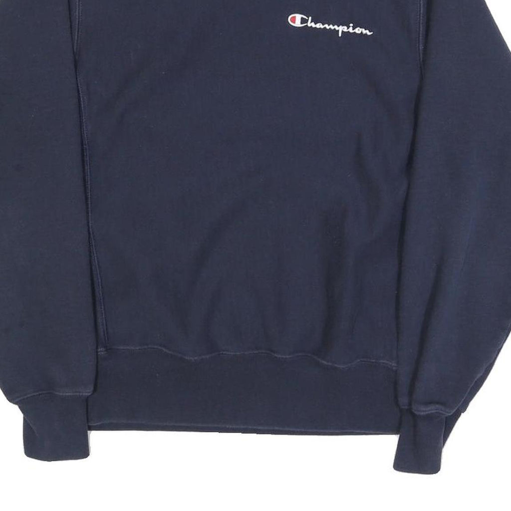 CHAMPION Mens Navy Blue Crew Neck S Cotton Blend Pullover Sweatshirt Logo