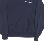 CHAMPION Mens Navy Blue Crew Neck S Cotton Blend Pullover Sweatshirt Logo
