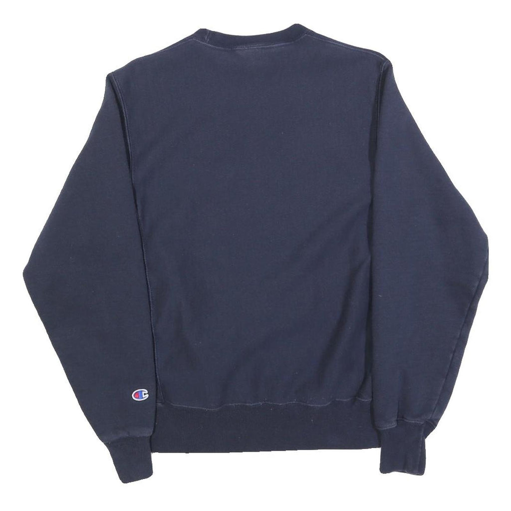 CHAMPION Mens Navy Blue Crew Neck S Cotton Blend Pullover Sweatshirt Logo