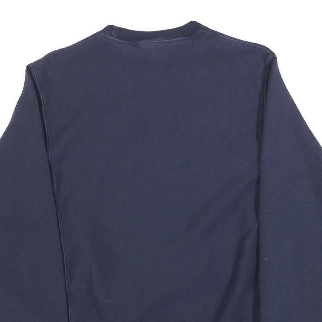 CHAMPION Mens Navy Blue Crew Neck S Cotton Blend Pullover Sweatshirt Logo