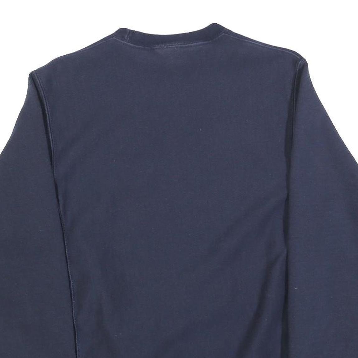 CHAMPION Mens Navy Blue Crew Neck S Cotton Blend Pullover Sweatshirt Logo