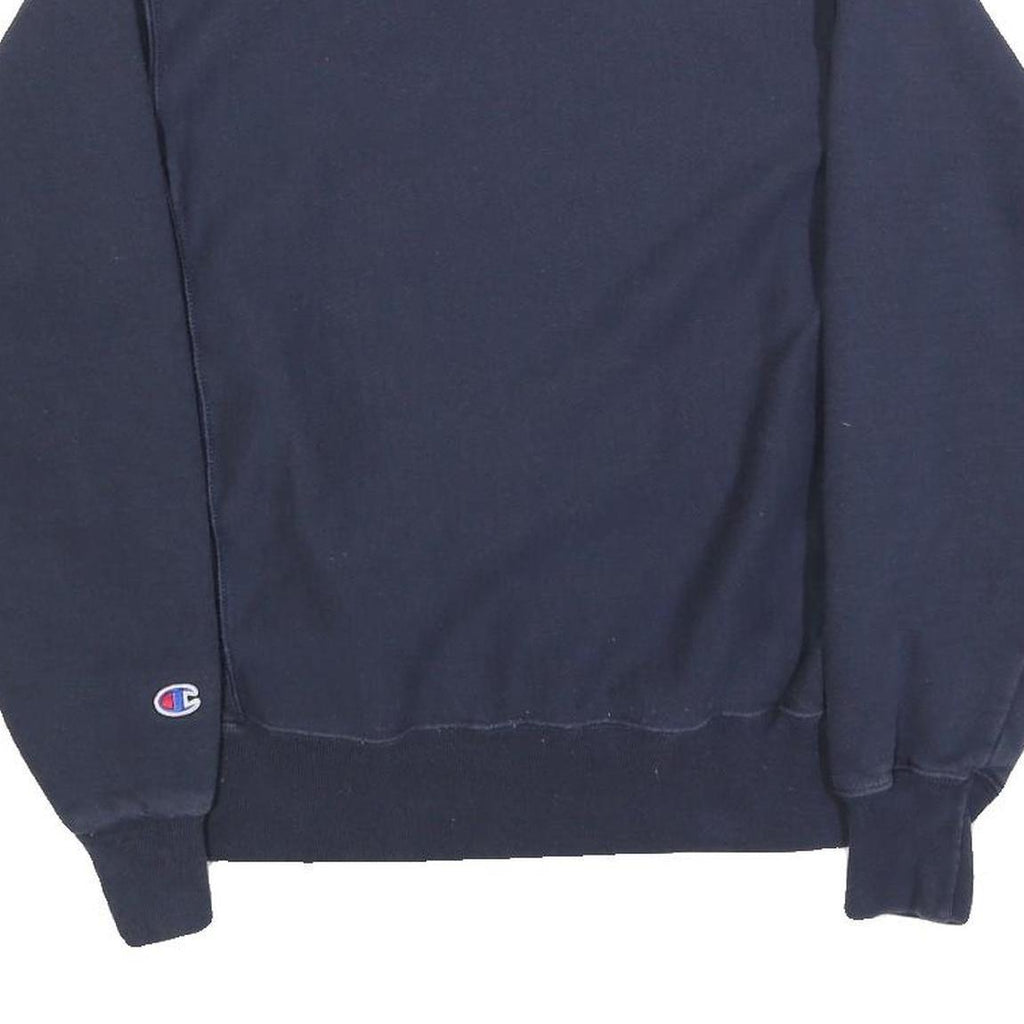 CHAMPION Mens Navy Blue Crew Neck S Cotton Blend Pullover Sweatshirt Logo